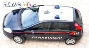Un'auto dei Carabinieri della Stazione di Oria